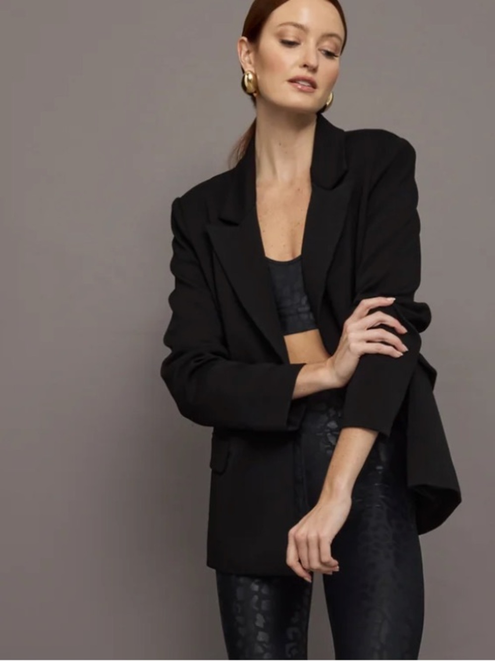 Carbon38 Black Single-Button Notch Lapel Blazer